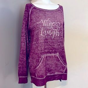 Z by Zobha Wine a little, laugh a lot comfy distressed long sleeve tee